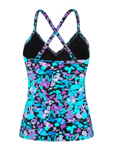 Ocean Blues Women's Vneck Tankini Top Only Ruched Tummy Control Bathing Siut Top No Bottom