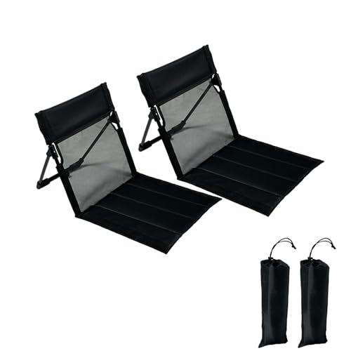 2 Pack Foldable Camping Chairs with Mesh Backrest,Ultra-Light Portable Beach Chairs with Carry Bag for Sunbathing Swimming...