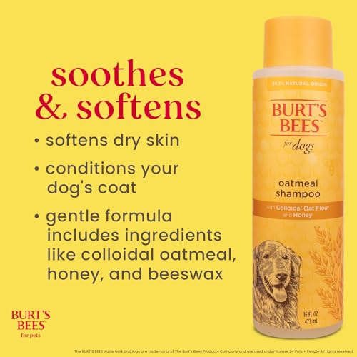Burt’s Bees for Pets Oatmeal Dog Shampoo with Honey, Soothing Dog Shampoo for Itchy and Sensitive Skin, pH Balanced Formul...