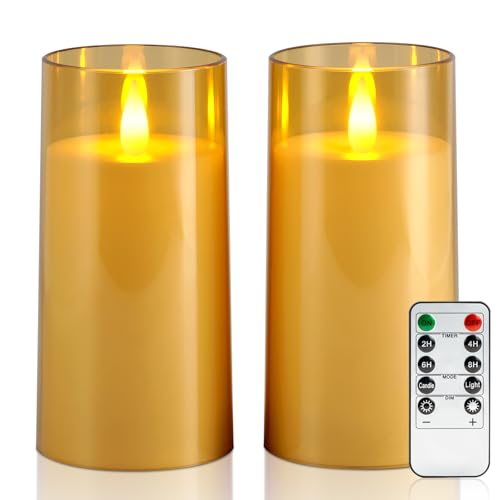 Raycare Flameless Electronic Pillar Candles with Remote Control and Timer- Battery Operated Realistic Flickering LED Fake ...