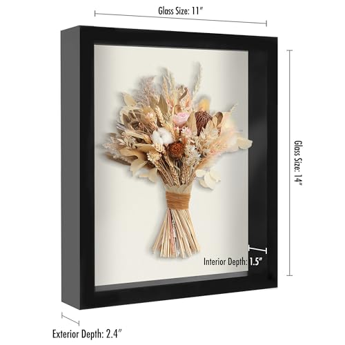 Americanflat 11x14 Shadow Box Frame with Shatter-Resistant Glass - Silhouette Collection - Large Shadow Box Display Case f...