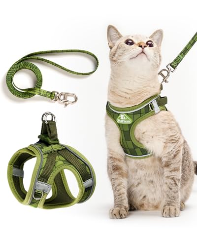 PetThem Upgraded Cat Harness and Leash Set - Step-in Escape Proof Adjustable Cat Harness, Comfortable Soft Lightweight, Re...