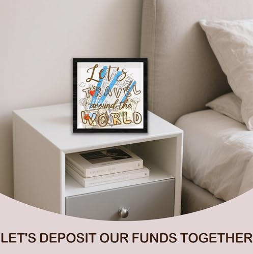 Travel Fund Shadow Box Frame, Travel Fund Money Boxes with Slot, Memory Box for Keepsakes, Best Keepsake Gifts for Adventu...