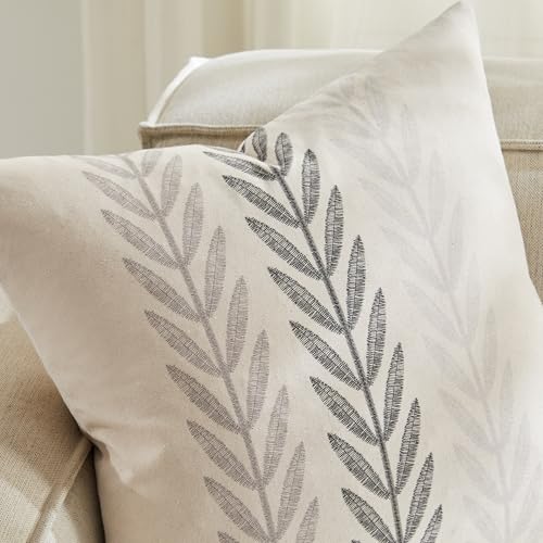 YZJZEDS 100% Cotton Farmhouse Leaves Lumbar Throw Pillow Covers Set of 2, 12x20 Inch Mixed Grey Pastoral Decorative Print ...