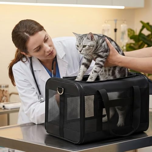 Conlun Cat Carrier Airline Approved, Soft-Sided Dog Carrier with Inner Safety Leash, Pet Transport Carrier for Small-Mediu...