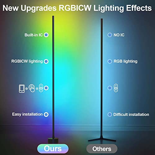 Miortior Corner Floor Lamp, 2 Pack LED Corner Lamp with App/Remote/Button Control, Smart RGB Floor Lamp with 16 Million DI...