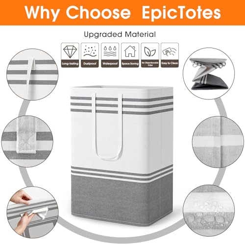 EpicTotes 2 Pack Large Laundry Baskets, Laundry Hampers, Freestanding Waterproof Collapsible Clothes Bags with Reinforced ...