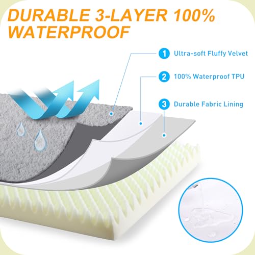 KSIIA Orthopedic Dog Bed Dog Crate Bed Waterproof for Large Dogs Deluxe Plush Washable Pet Mat with Egg Crate Foam & Remov...