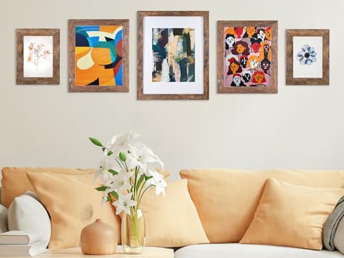 Califortree 5x7 Picture Frame - Can Display Photo 4x6 with Mat, Wood Frame with Shatterproof Plexiglass, Wall & Tabletop D...