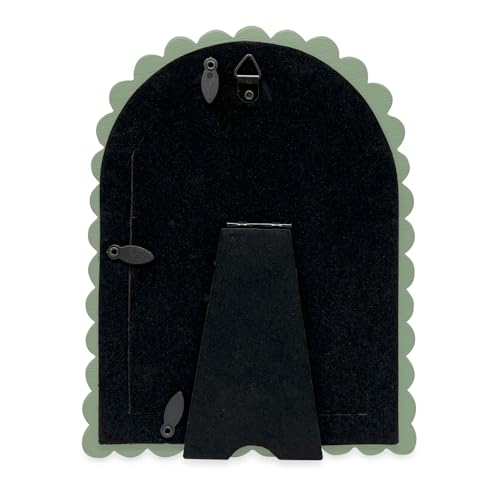 Isaac Jacobs 4x6 Glossy Rosemary Green Double Bauble Arch Photo Frame with Black Fabric Easel, Tabletop, Wall-Mountable, S...