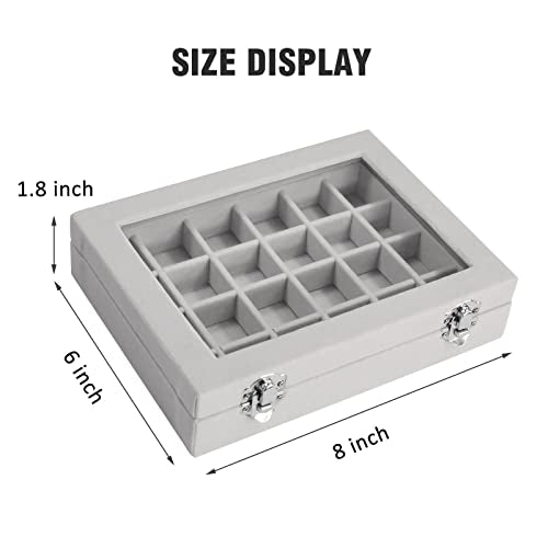 Vicoter Velvet Jewelry Box 24 Grid Jewelry Ring Display Organiser Box Tray Holder Earrings Storage Case for Girls Wife Mom...