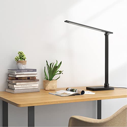 Lepro LED Desk Lamp with USB Charging Port,650LM Dimmable Home Office Touch Control Reading Table Lamp,5 Color Modes with ...