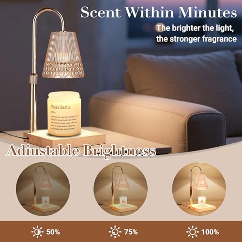 ZUSANUN Candle Warmer Lamp, Adjustable Height & Dimmable, Candles with Timer, 2H/4H/8H Auto Off, Safe Flameless Night Ligh...