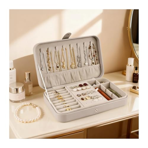 Luxury Small Travel Jewelry Box with Earring Compartments, Rectangle Jewellery Organizer Case for Women,Valentine's Day Gi...