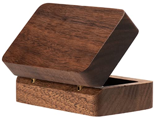 COSISO Natural Walnut Wooden Cufflink Box For Jewelry Storage,Small Cuff Links Display Case for Men (A)