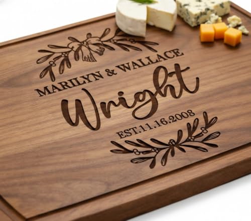Tayfus Personalized Cutting Board, Custom Engraved Wood Charcuterie Board - Unique Gift Idea for Wedding, Engagement, Brid...