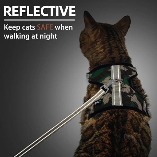 PUPTECK Cat Harness and Leash Set Escape Proof, Reflective Adjustable Soft Mesh Kitten Vest Harness for Walking Travel, Ca...