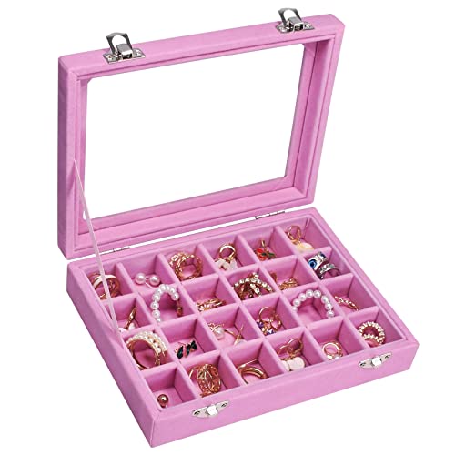 Vicoter Velvet Jewelry Box 24 Grid Jewelry Ring Display Organiser Box Tray Holder Earrings Storage Case for Girls Wife Mom...