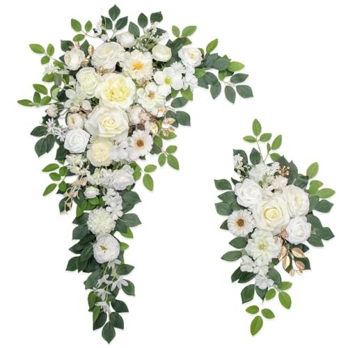Odouzy Wedding Arch Flowers,Artificial Flower Arch Decor,2pcs Artificial Flower Arrangement for Wedding Decor Reception Ba...