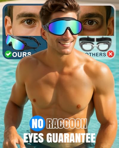 Rantizon Swim Goggles 2 Pack, Wide View Anti Fog&UV Swimming Goggles for Audlt, No Leak Pool Beach Essentials for Men Women