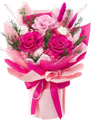 Flomoon Preserved Flowers Bouquet, Forever Flowers for Delivery, Mothers Day Long-Lasting Real Roses Bouquet, Anniversary ...