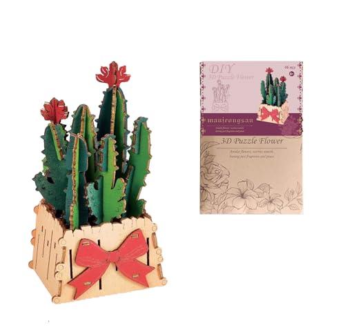 3D Flower Wooden Puzzles for Adults DIY Wooden Flowers Model Kit Building Set Crafts for Adults to Build, Botanical Collec...