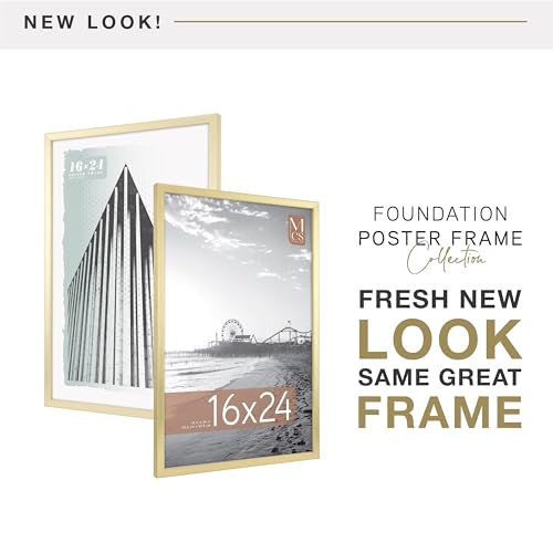 MCS Foundation 16x24 Poster Frame Traditional Brass, Vertical & Horizontal Wall Hanging Large Picture Frame for Photos, Po...