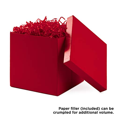 Hallmark Medium Gift Box with Lid and Shredded Paper Fill (Red 7 inch Box) for Birthdays, Graduations, Anniversaries, Chri...