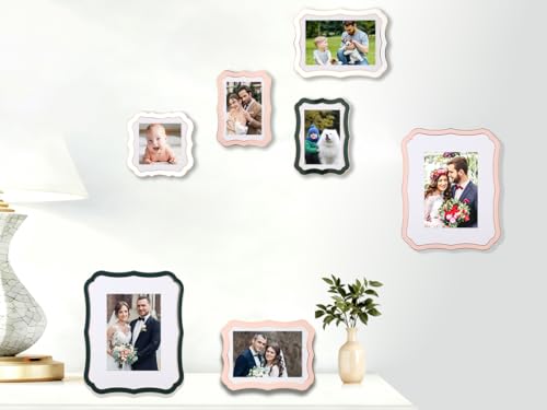 GorYeeFine High End Zinc Alloy 4x6'' White Photo Frame,Classic Vintage Scalloped Design with Enamel Finish & 3.5x5'' Premi...