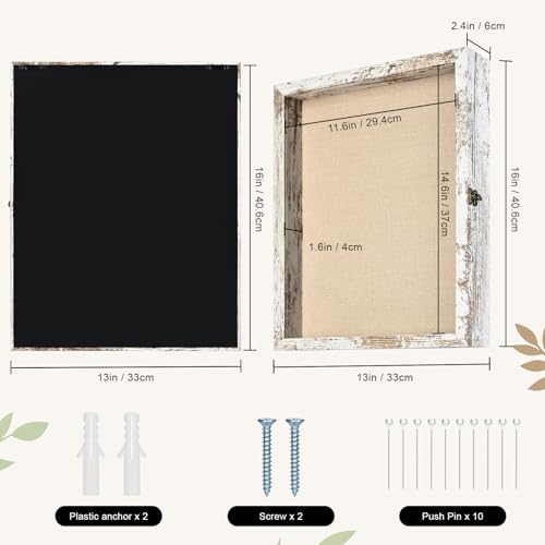 TILBLKUP Shadow Box Frame Display Case 13x16 Shadow Box with Linen Back, Real Glass Window Door with Hinge, Picture Frame ...
