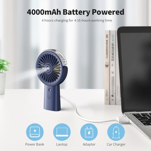 Otlonpe Handheld Misting Fan Portable, Small Personal Hand Held Rechargeable Mist Fan Water Spray, 4000mAh Battery Operate...