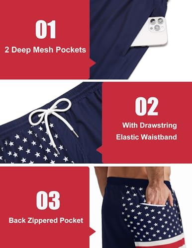 COOFANDY Mens Swim Trunks with Compression Liner Quick Dry 7 Inch Bathing Suit Beach Short with Zipper Pockets