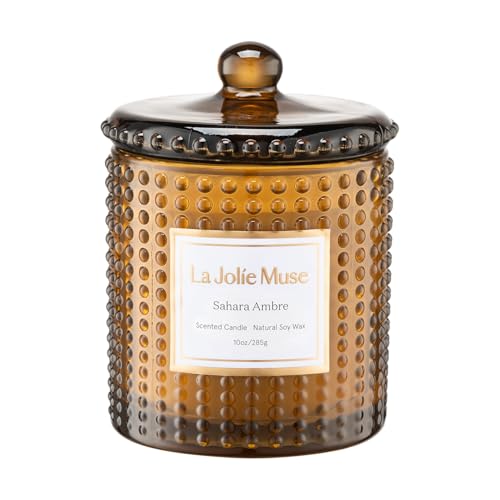 LA JOLIE MUSE Sahara Amber Scented Candle | Bergamot, Clove & Amber | 10 oz Soy Candle | Natural Soy Wax | 55 Hours Clean ...
