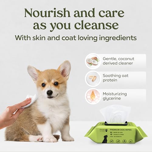 Pawfume Dog Wipes 100 Count, Pet Wipes – Hypoallergenic & Gentle Dog Wipes for Eyes, Face, Butt, and Paws – Cleaning & Deo...