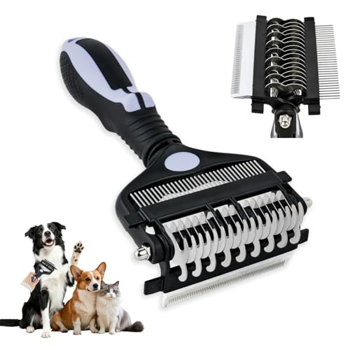 3-IN-1 Pet Deshedding and Grooming Tool, Grooming Brush for Dogs and Cats with Undercoat Rake & Dematting Comb for Matted ...