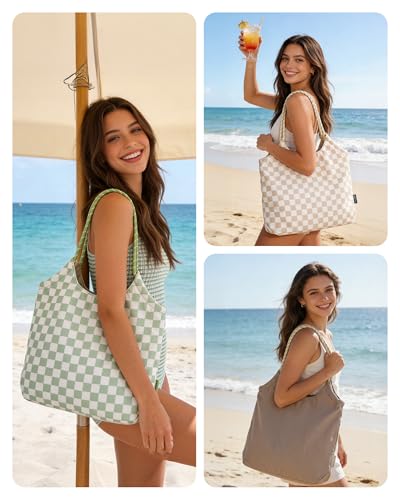 BAGSMART Beach Bags for Women, Beach Tote Bag Beach Bag with Zipper Travel Tote Bag for Women Sandproof Swim Pool Bag | Pa...