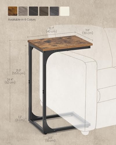 VASAGLE C-Shaped End Table, Small Side Table for Couch, Sofa Table with Metal Frame for Living Room, Bedroom, Bedside, Rus...