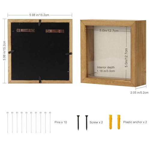 TJ.MOREE Shadow Box Frame 5 x 5 Shadowbox Display Case Picture Frame Memorabilia Wedding Bouquet Flowers Medals Military P...