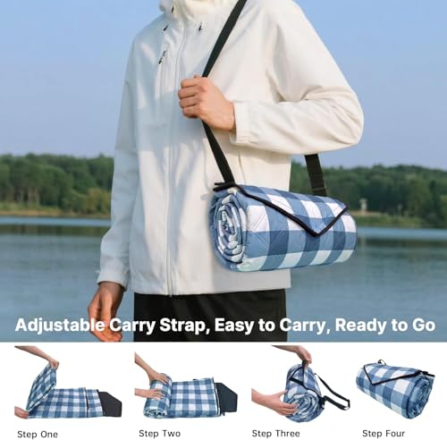 TigeJoy Extra Large Picnic Blanket Waterproof Foldable 80''x80'', Outdoor Picnic Mat Beach Blanket Sandproof for Park, Gra...