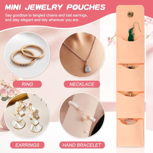 Londehuhai 6Pcs Portable Jewelry Organizer Bag Set, Mini Travel Jewelry Pouch with Buckle, Foldable Jewelr-y Roll Multi-Co...