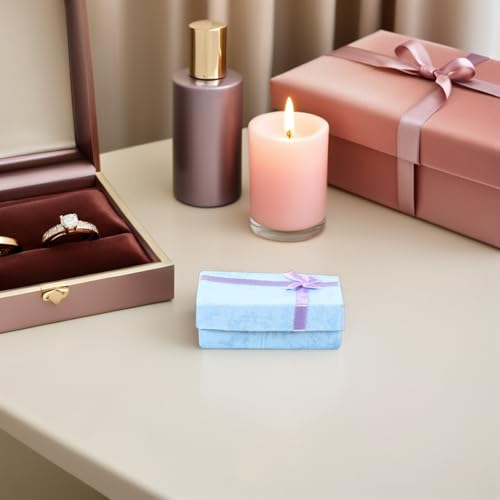 LOGOFUN 12PCS Bow Gift Box Jewelry Packaging Case with Ribbon for Present Storage Christmas Wedding Birthday Party Favor -...
