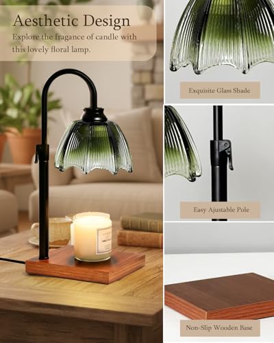 Cinsenten Vintage Glass Candle Warmer Lamp with Timer Dimmmer Adjustable, Candle Warmer Light for Large Candles Gifts for ...