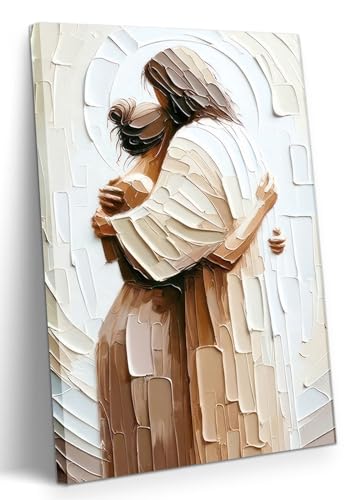 Jesus Embracing Woman Canvas Wall Art, Safe in His Arms Pictures Canvas Print Posters Wall Decor, Christian Wall Art Home ...