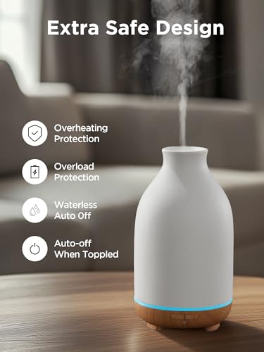 InnoGear Essential Oil Diffuser, 150ml Ceramic Stone Diffuser Handcrafted Aromatherapy Diffusers Ultrasonic Cool Mist Humi...