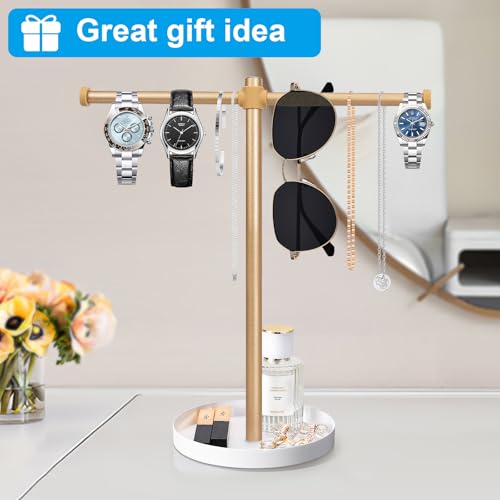 bodkar Necklace Stand Aesthetic Necklace Holder: 12.9" Glod Metal Necklace Organizer for Home Decor