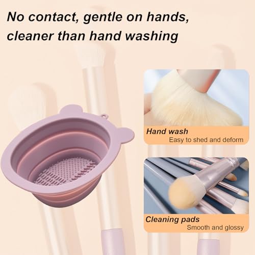 Bear Shaped Foldable Silicone Makeup Brush Cleaner Pad, Portable Brush & Beauty Blender Sponge Cleaning Mat, Soft BPA-Free...