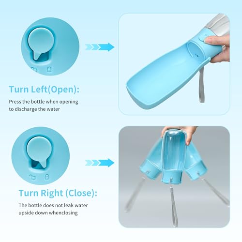 Dog Water Bottle, Leak Proof Portable Puppy Water Dispenser, Travel Puppy Water Bowl, Foldable Transparent Dog Water Bottl...