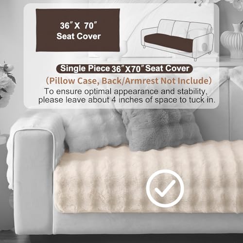 Aucrovee Soft Plush Faux Fur Couch Cover, Thick Warm Fuzzy Sectional Sofa Covers for 3 Cushion Couch Sofa L Sharped Sofa N...