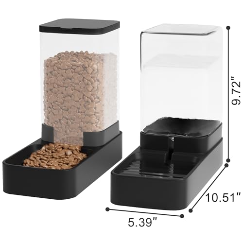 Wefeedy Automatic Cat Feeder and Water Dispenser in Set with Pet Food Bowl,Gravity Dog Waterer and Food Feeder for Small M...