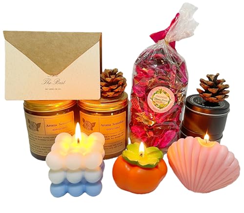 Scented Candles Gift for Women, 12 Pcs Candles & Greeting Card Set for Women, Aromatherapy Soy Wax Candles Gift Set for Bi...